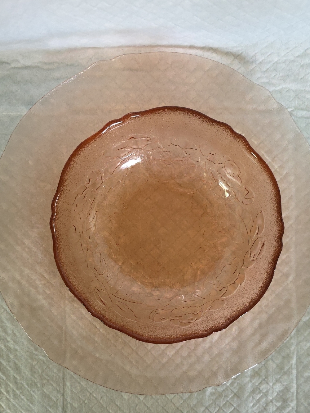 Vintage Arcaroc Pink Rosaline Pattern Platter And Bowl EUC Lovely